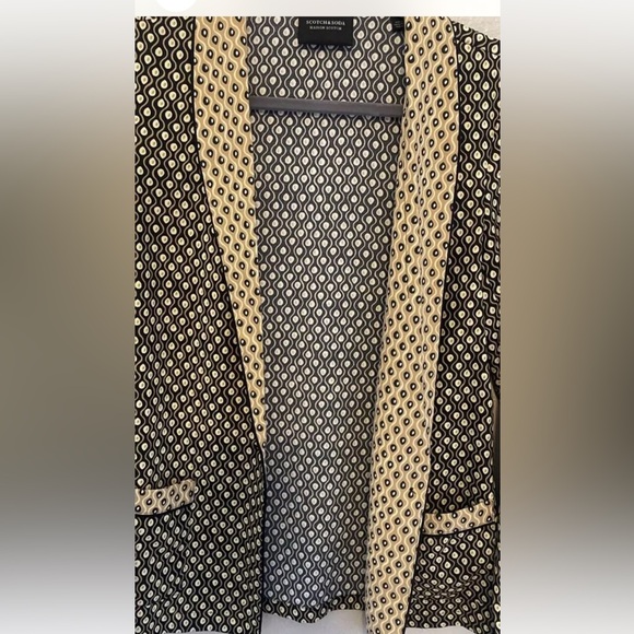 Scotch & Soda Maison Scotch Black Gold Printed Pajama LS Blazer Womens Size S - Picture 2 of 8